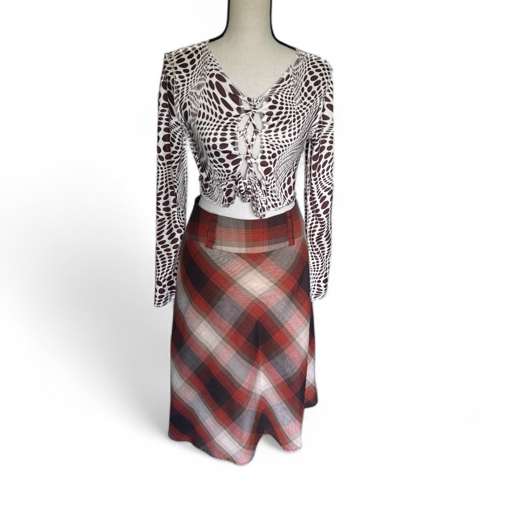 Dressbarn Casual Women’s Plaid A-Line Midi Skirt, Size 10 Multicolored.